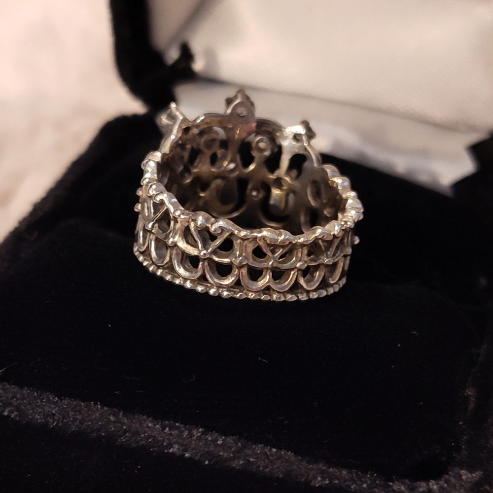 NEW! RETIRED Princess Diana Elegant Silver 925 Crown Ring with Pearls - Picture 8 of 11